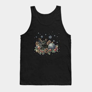 Christmas composition and Black cat, winter scene, snow, holidays, cat in snow, cat in winter, cat lovers Tank Top